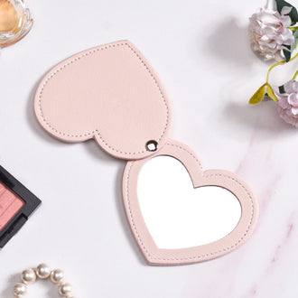 Heart Shaped Pocket Mirror Pink - pink pocket mirror, heart-shaped mirror, compact makeup mirror, travel-friendly mirror