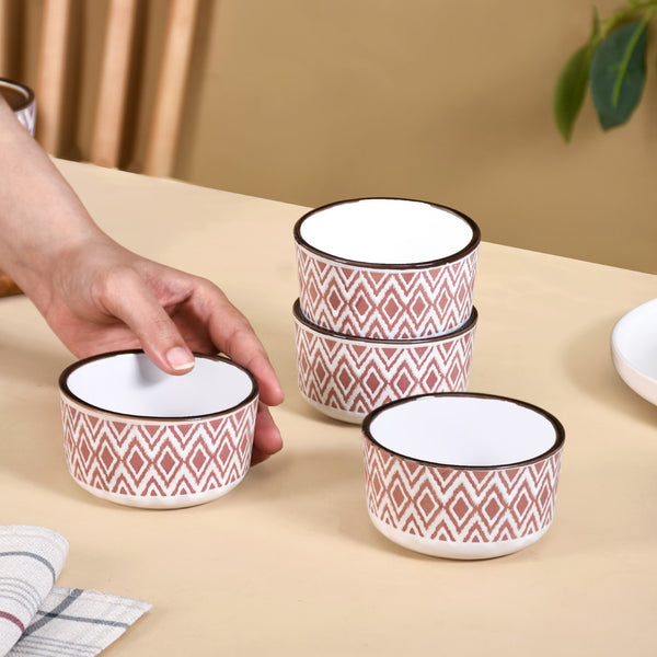 Kaleido Ceramic Small Bowl Set Of 4 Pink 200ml