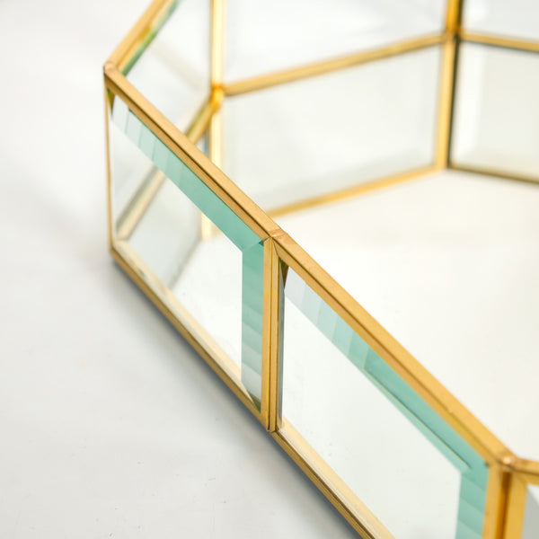 Luxe Geometric Mirror Vanity Tray Gold