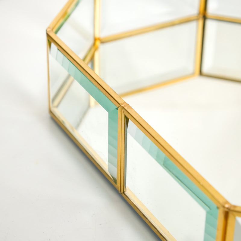 Luxe Geometric Mirrored Vanity Tray Gold