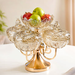 Luxury Glass Bowl Set With 360° Rotating Metal Stand