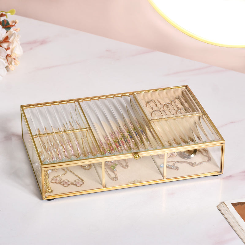 Multicompartment Velvet Cushioned Jewellery Box