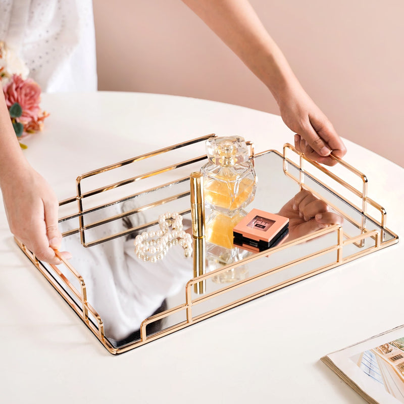 Rectangular Minimalist Mirror Decorative Tray