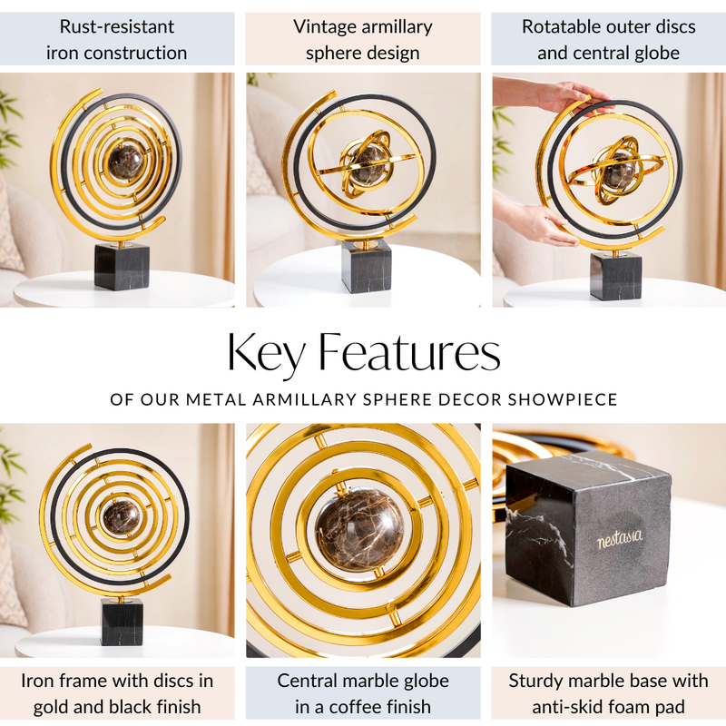 Metal Armillary Sphere Decor Showpiece