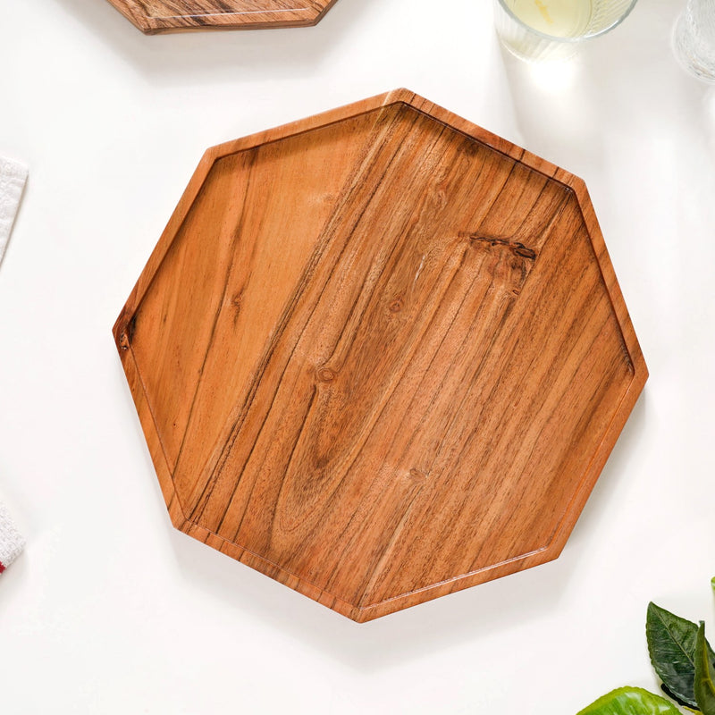 Octagon Wooden Snack Platter Large - Wooden platter, serving platter, platter for snacks, cheese and cracker tray, wooden serving platter
