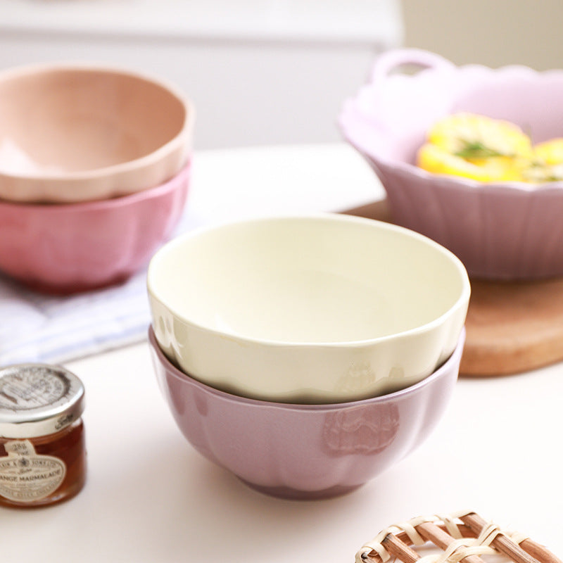 Pastel Gloss Finish Ceramic Bowl Set Of 4 400ml - Snack bowls, ceramic bowls, small bowls, ice cream bowls, ceramic serving bowls