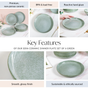 Sera Ceramic Dinner Plate Set Of 6 Sage Green 10 Inch