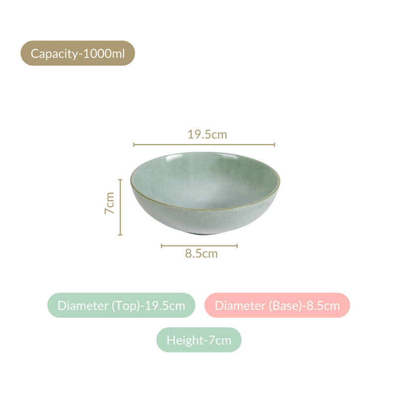 Pallor Ceramic Serving Bowl Set Of 2 Sage 1000ml