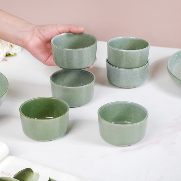 Sera Set Of 6 Round Ceramic Small Bowl Sage Green 200ml