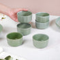 Pallor Set Of 6 Round Ceramic Small Bowl Sage Green 200ml