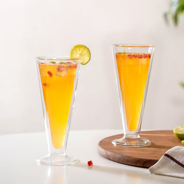 Set Of 2 Tall Double Wall Cocktail Glasses 300ml