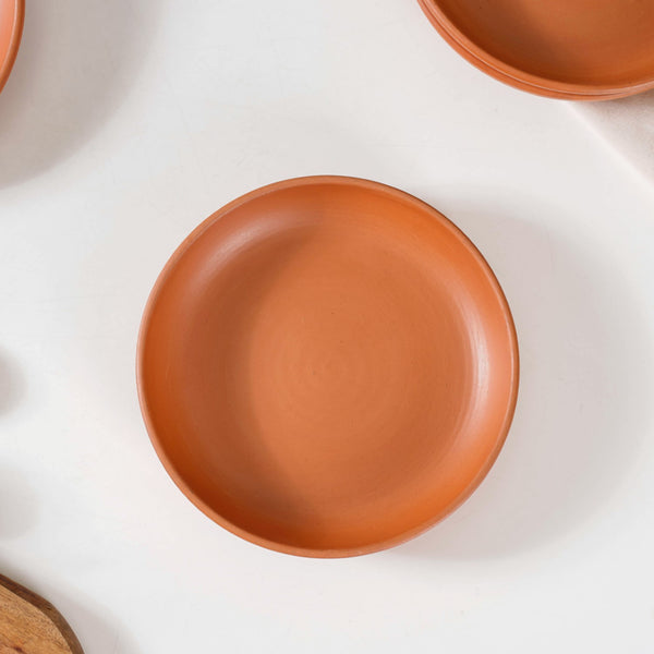 Set Of 4 Earthen Terracotta Snack Plates 7 Inch