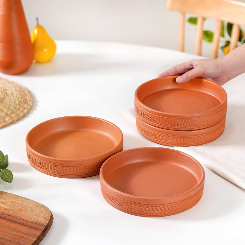Earthen Terracotta Snack Plates Set Of 4