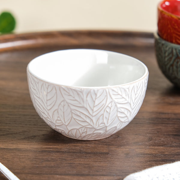 Sienna Set Of 4 Leaf Embossed Ceramic Small Bowl 250ml