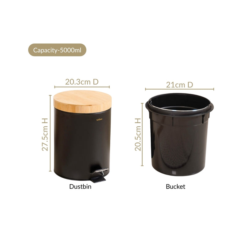 Modbin Dustbin With Detachable Bucket Black 5000ml