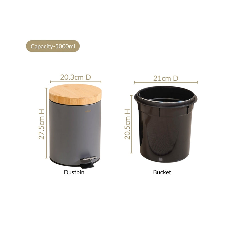 Modbin Trash Can With Detachable Bucket Grey 5000ml