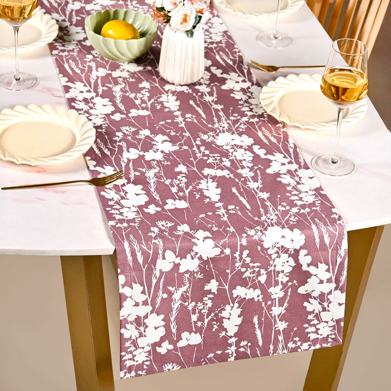 Dusty Mauve 6 Seater Pure Cotton Runner 185x35cm