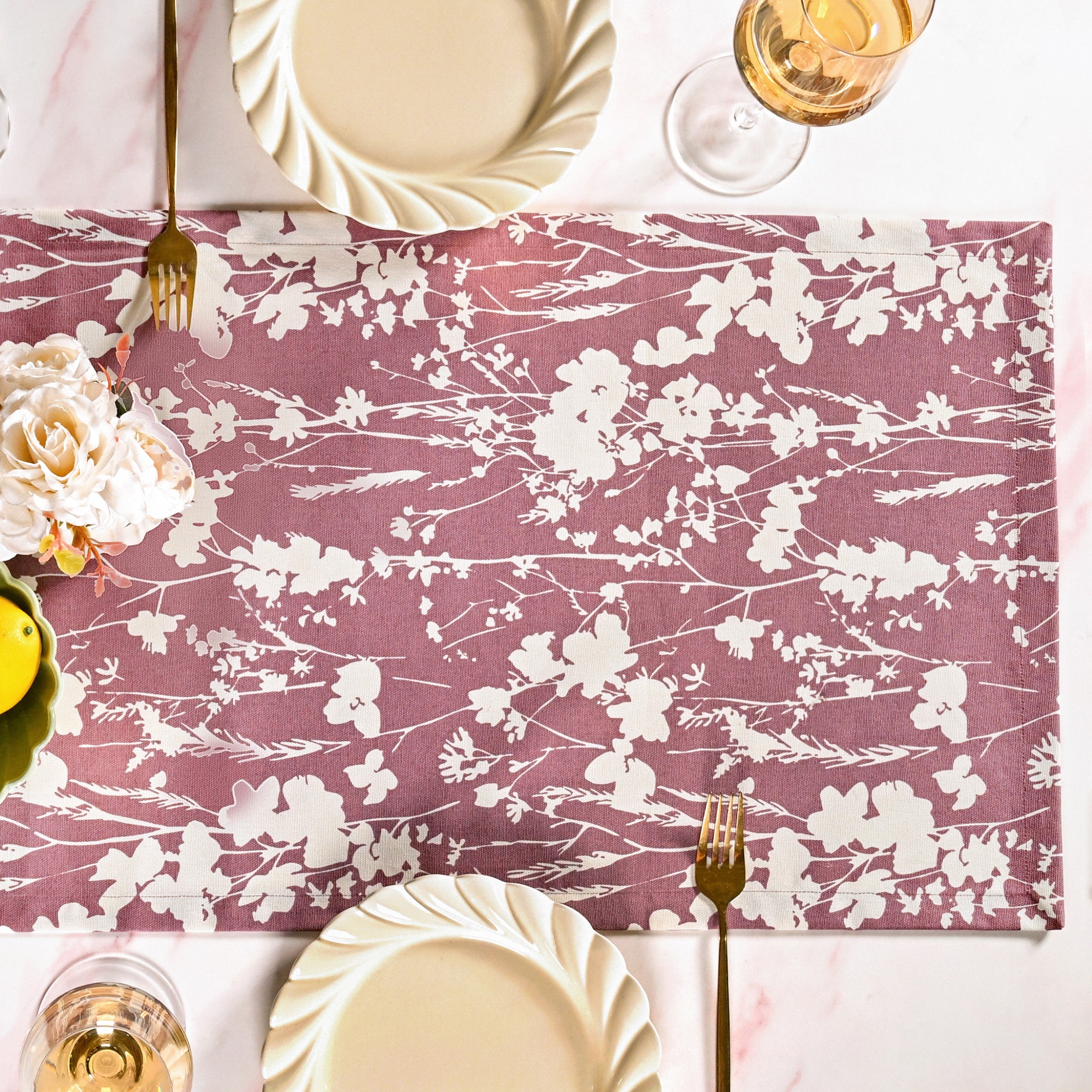 Dusty Mauve 6 Seater Pure Cotton Runner 185x35cm