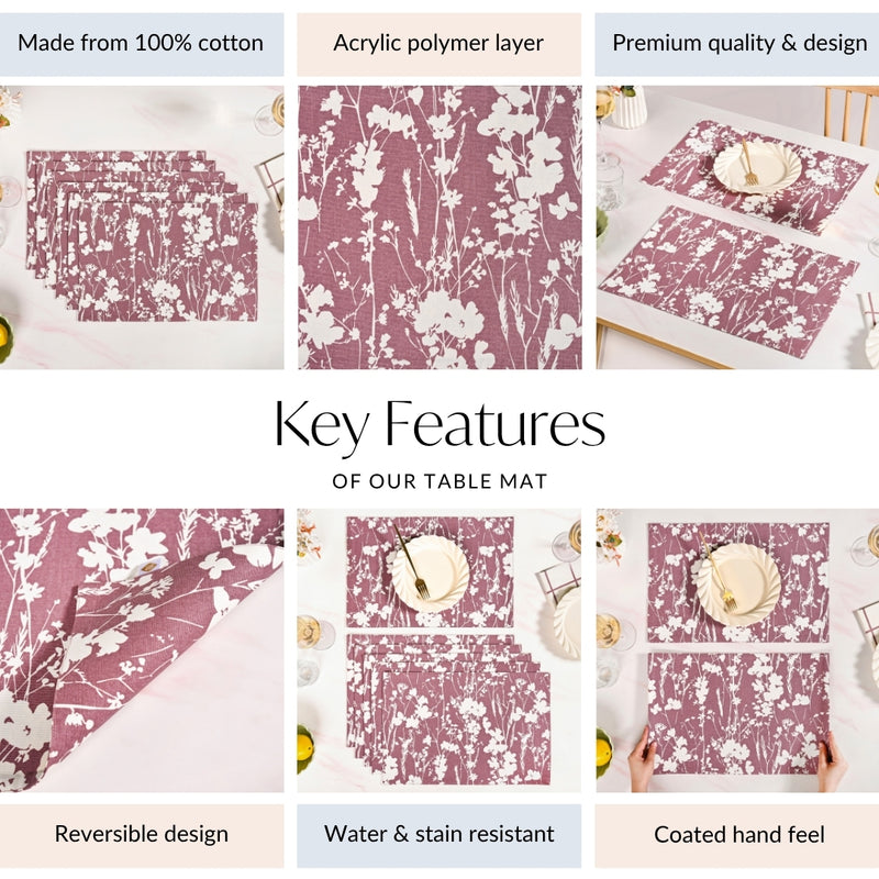 Dusty Mauve Cotton Placemat Set Of 6