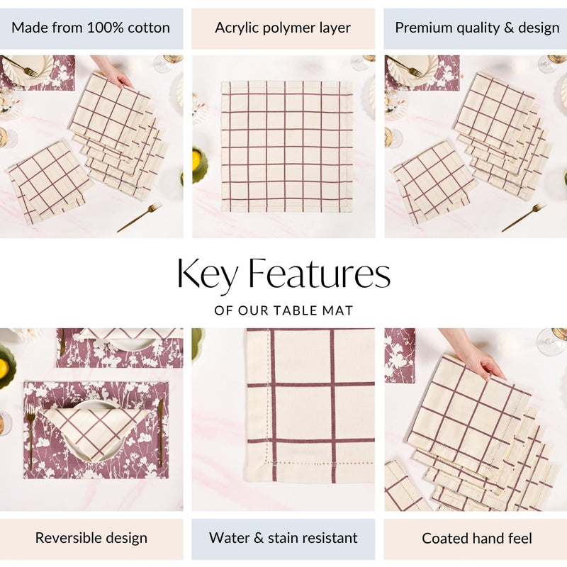 Dusty Mauve Pure Cotton Table Napkin Set Of 6