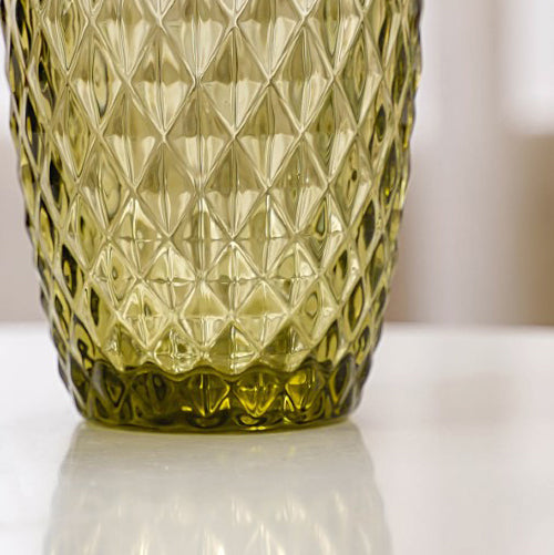 Green Glass Water Cup Set of 4
