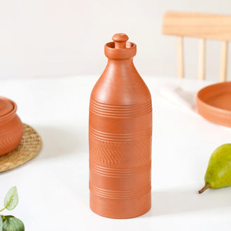 Earthen Clay Water Bottle 850ml - Terracotta water bottle, earthen clay water bottle