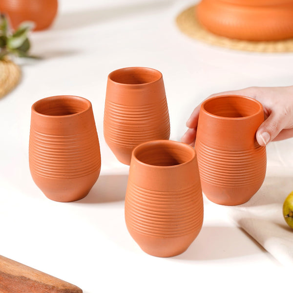 Ring Textured Terracotta Tumblers Set Of 4 400ml