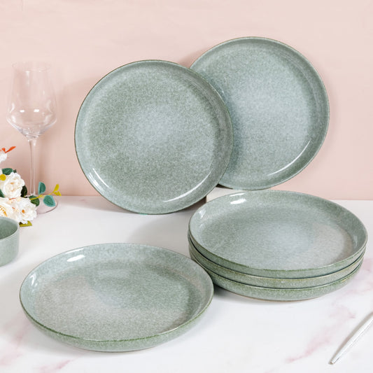 Pallor Ceramic Dinner Plate Set Of 6 Green 10 Inch