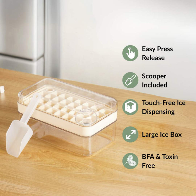 Easy Release Ice Cube Tray With Lid Bin And Scoop