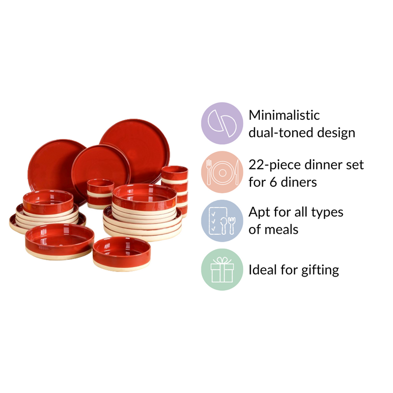 Amber Clay 22 Piece Dinnerset For 6