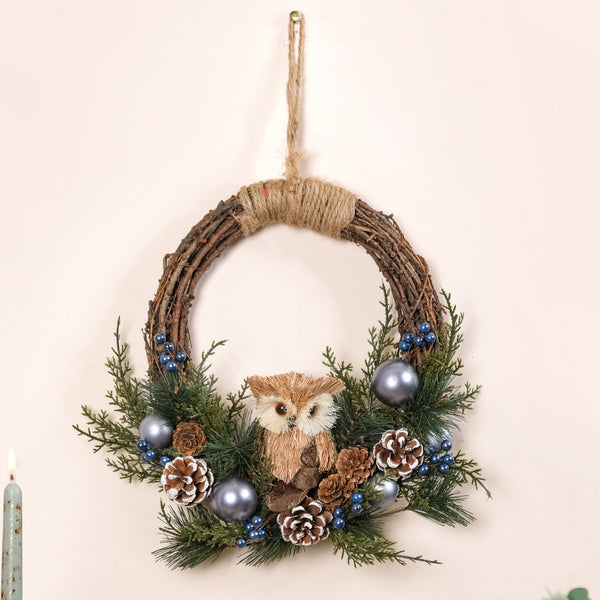 Wise Owl Hallow Sustainable Christmas Wreath For Wall Decor