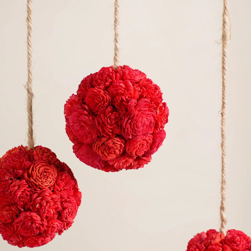 Eco-friendly Wall Hanging For Home Set of 4 Red- Eco-Friendly Wall Hanging, Set of 4 Wall Hangings, Red Home Decor, Sustainable Wall Decor