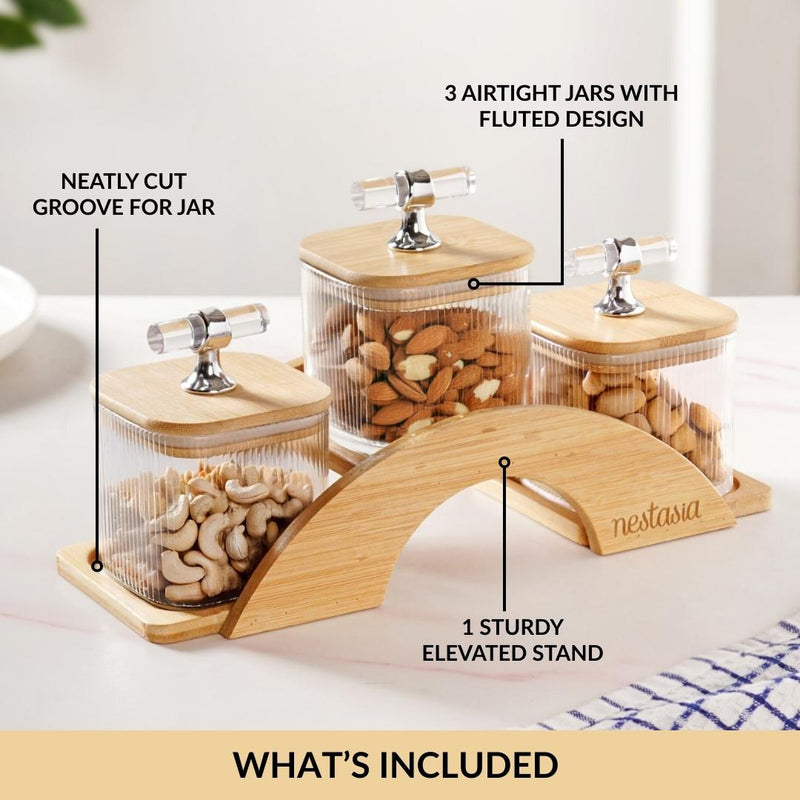 Elegant Airtight Jars With Stand Set Of 4 300ml