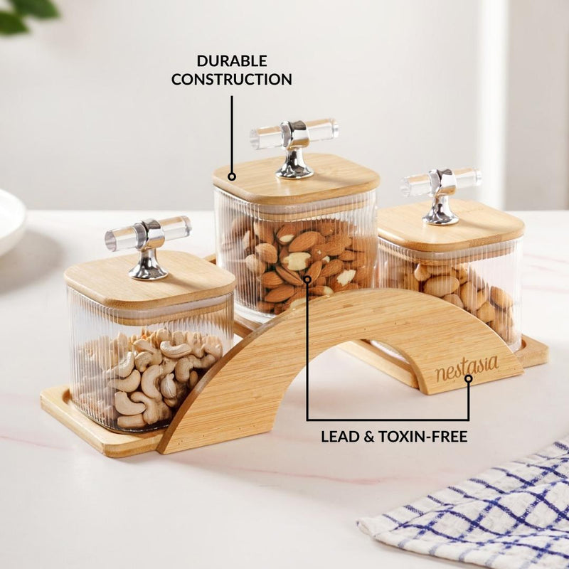 Elegant Airtight Jars With Stand Set Of 4 300ml