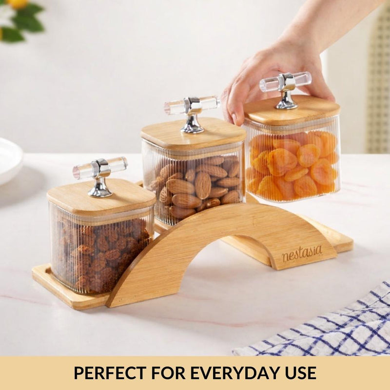 Elegant Airtight Jars With Stand Set Of 4 300ml
