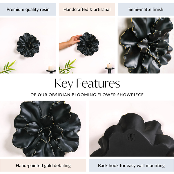 Black Gold Carnation Flower Wall Decor