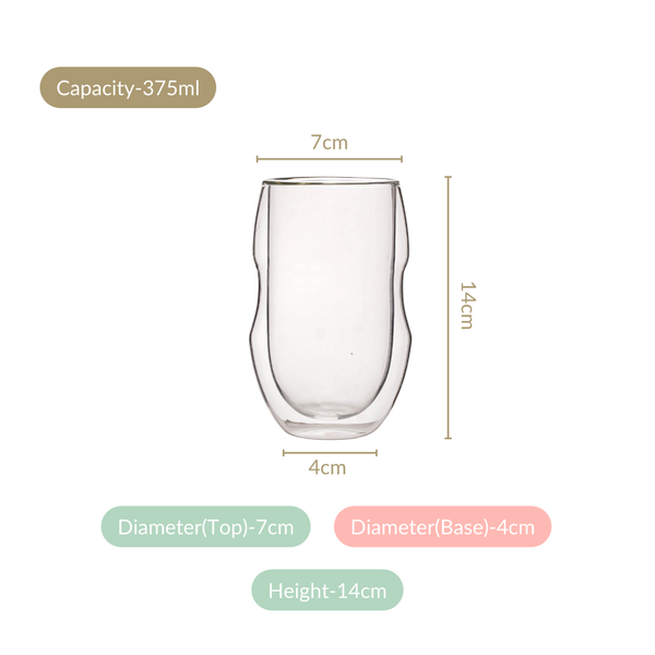 Borosilicate Double Wall Glass Tumbler Set Of 2 375ml