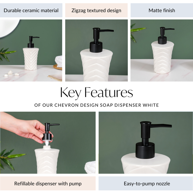 Chevron Design Soap Dispenser White 300ml