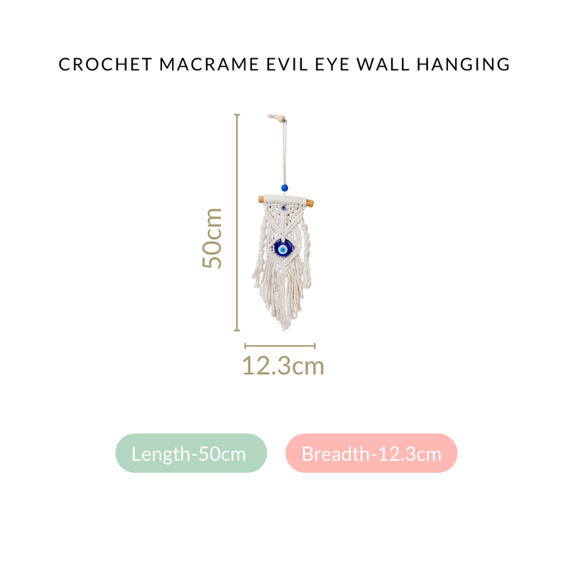 Crochet Macrame Evil Eye Wall Hanging- Crochet Macrame Wall Hanging, Evil Eye Decor, Macrame Evil Eye Hanging, Evil Eye Protection Hanging