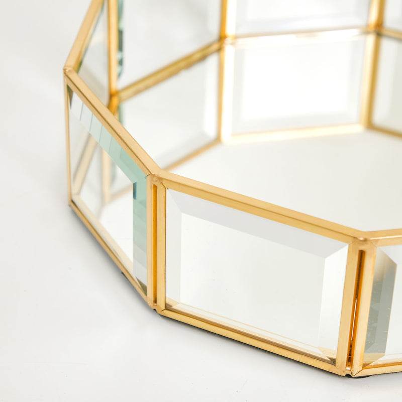 Crystal Glam Vanity Makeup Tray Large- Decagon Crystal Tray, Glam Vanity Tray, Large Makeup Tray, Crystal Vanity Tray