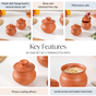 Earthen Clay Pot With Lid Set Of 2 650ml