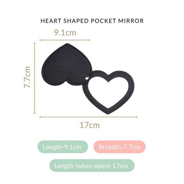 Heart Shaped Foldable Pocket Mirror Black