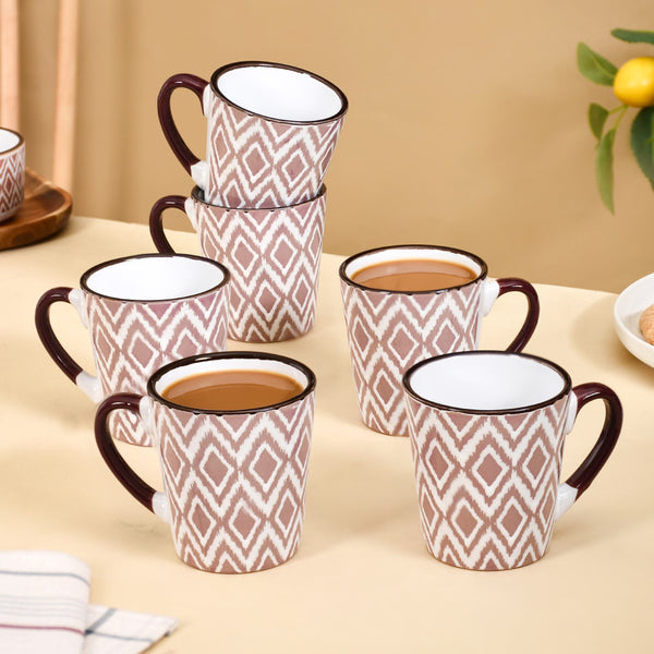 Kaleido Ceramic Tea Cup Set Of 6 Pink 250ml