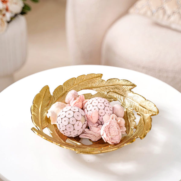 Leaves Cutout Metal Tray Gold