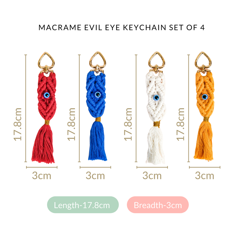 Macrame Evil Eye Keychain Set Of 4