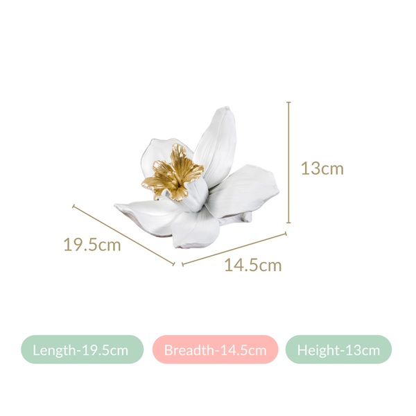 Orange Blossom Flower Showpiece White And Gold