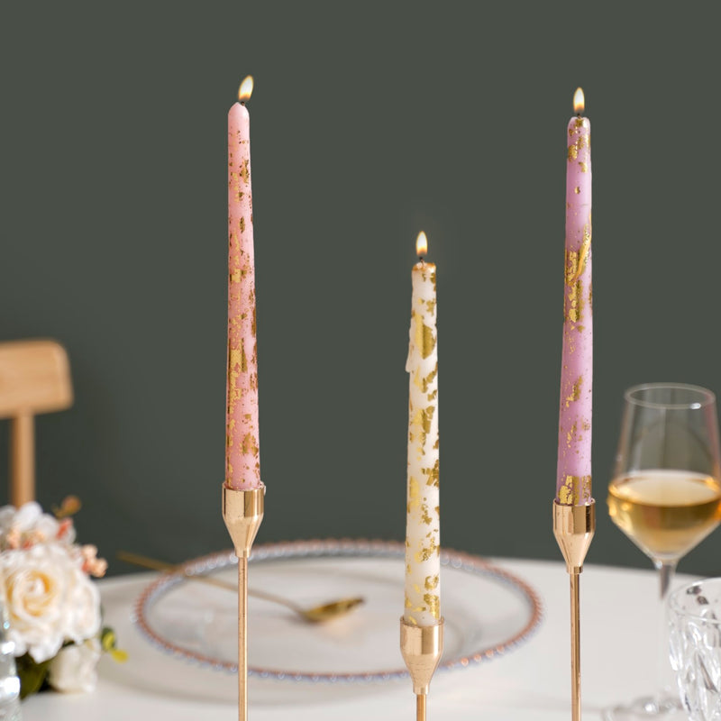 Pastel Dreams Gold Foil Candles Set Of 6