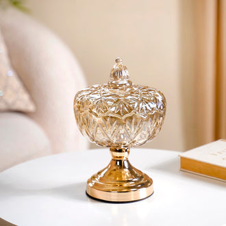 Diamond Textured Pedestal Decorative Glass Bowl