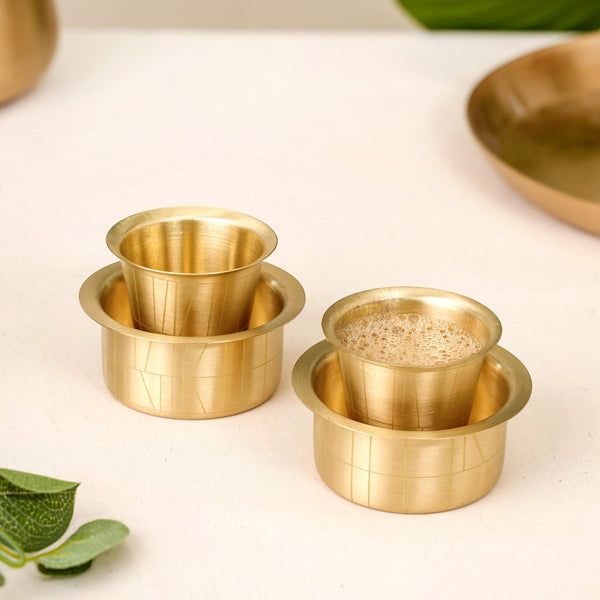 Pure Brass Filter Coffee Tumbler Davara Set For 2 People