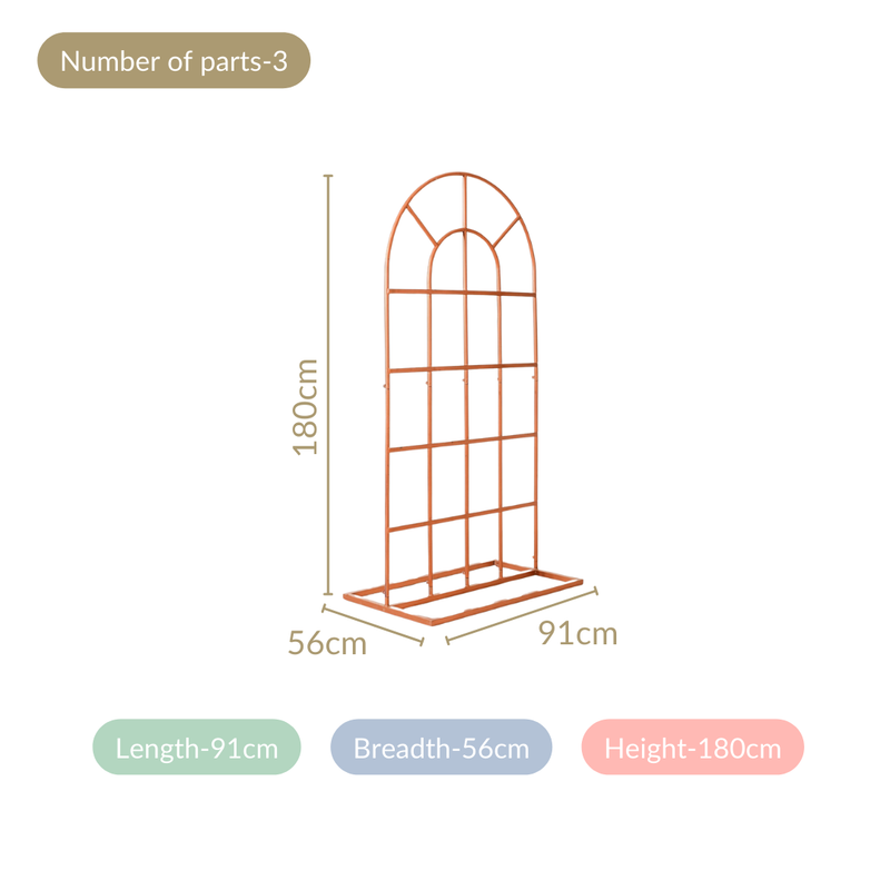 Bronze Arch Window Metal Backdrop Frame